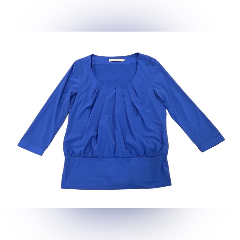 REISS Sz 8 Royal Blue Flattering Women's Top w/ Ruching Above Bottom Waistband